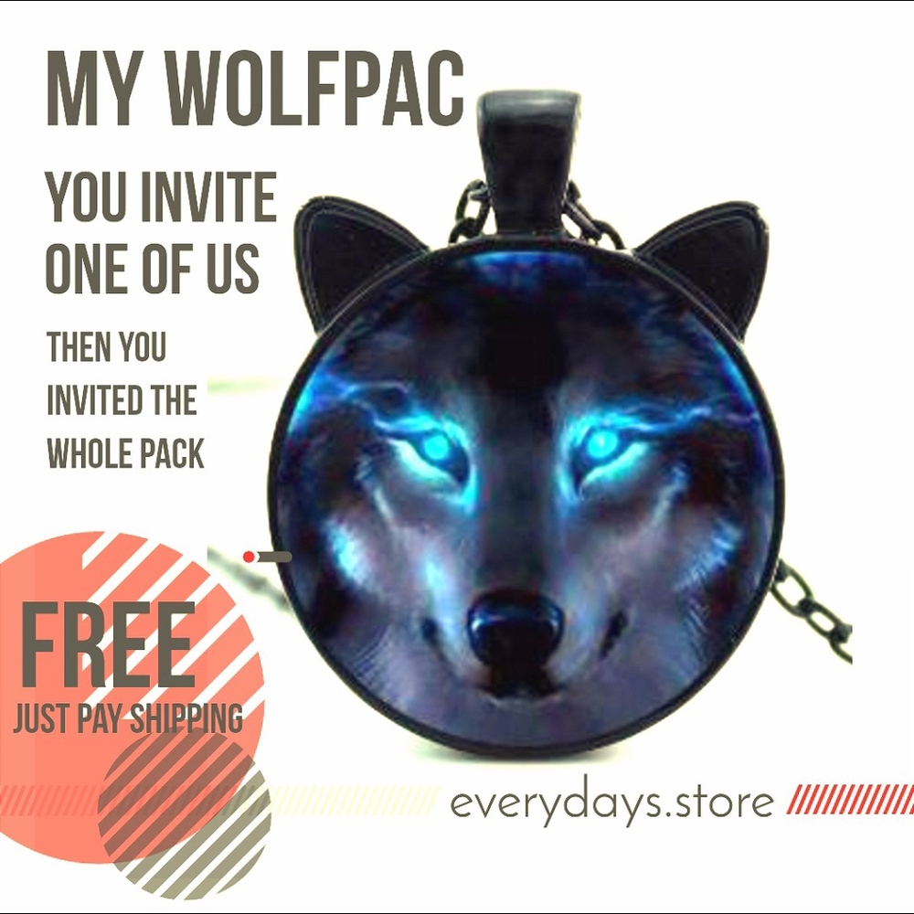 Wolfpack Vintage Glass Necklace